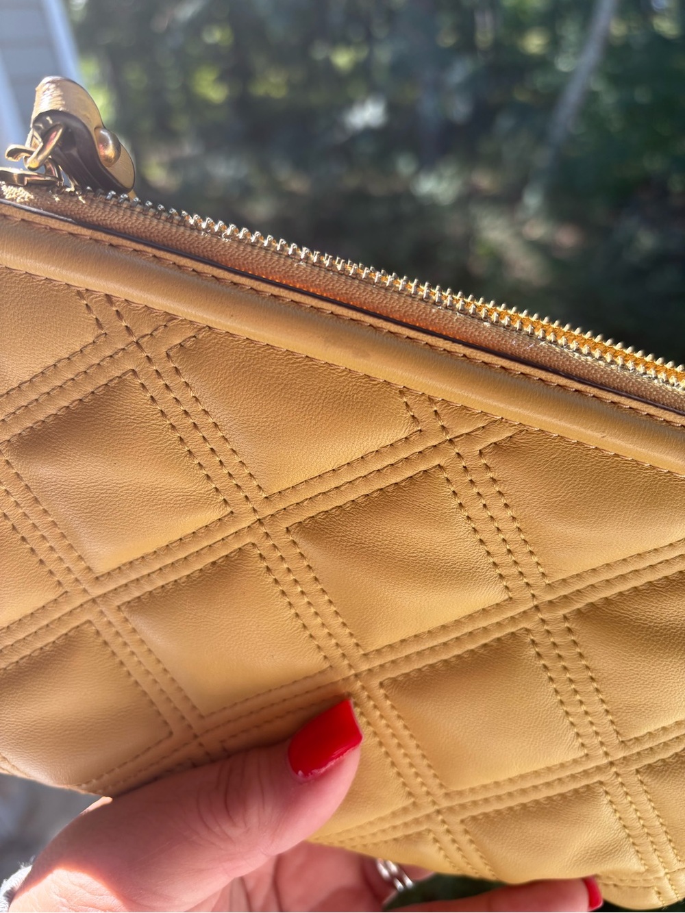 Tory Burch Quilted Wristlet Clutch in Mustard Yellow - Picture 6 of 8